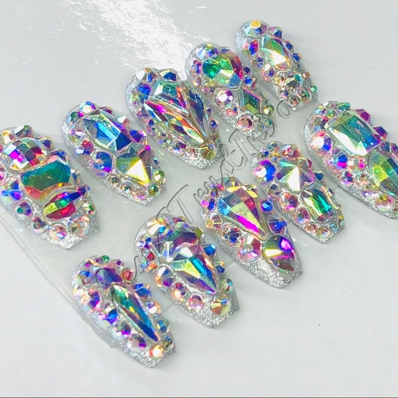 COPY - JEWELS 💎- SHORT COFFIN PRESS ON NAILS - Picture 1 of 12